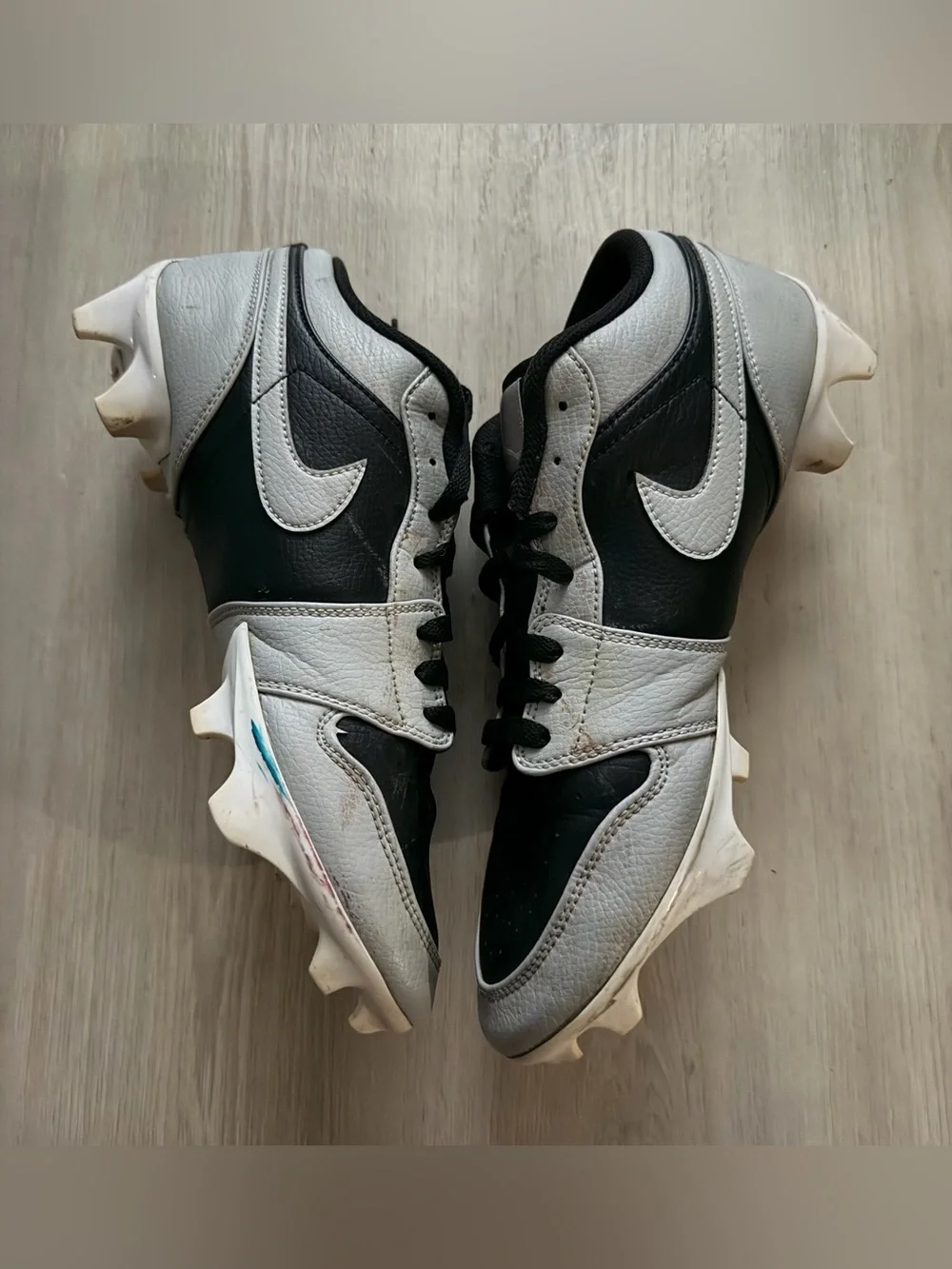Nike Air Jordan Retro 1 Low TD Football Cleats Shadow 2.0 Gray Sz 10 *See Pics